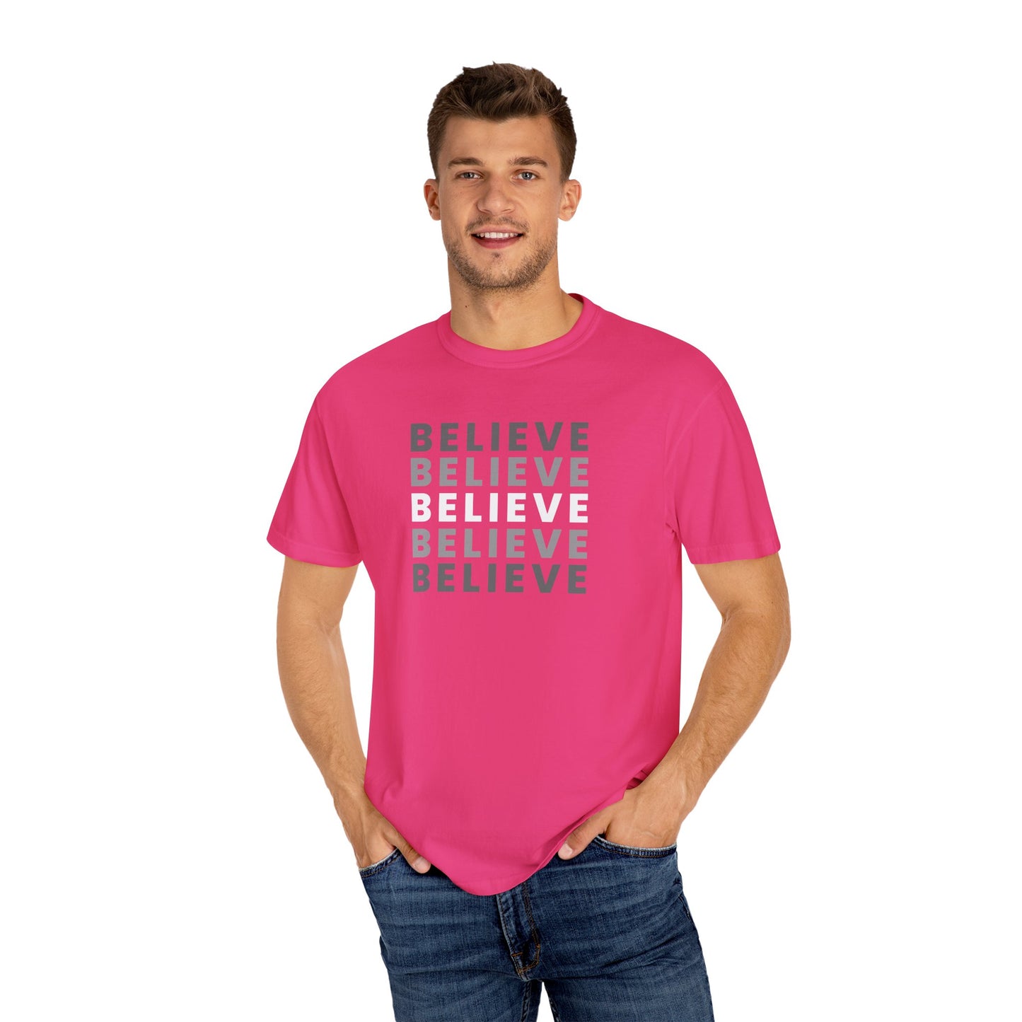 Believe Unisex T-shirt - Inspirational Apparel, Motivational Gift, Casual Wear, Everyday Graphic Tee, Positive Mindset