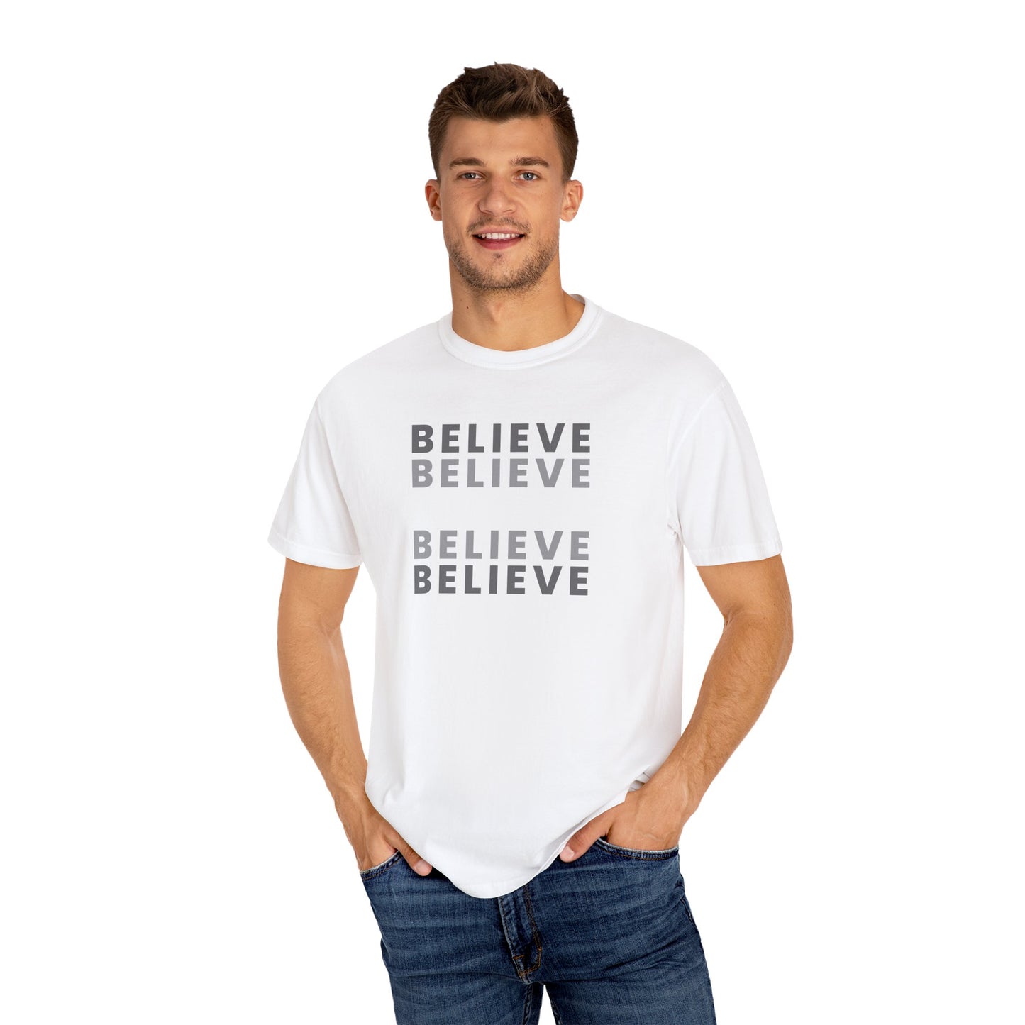 Believe Unisex T-shirt - Inspirational Apparel, Motivational Gift, Casual Wear, Everyday Graphic Tee, Positive Mindset